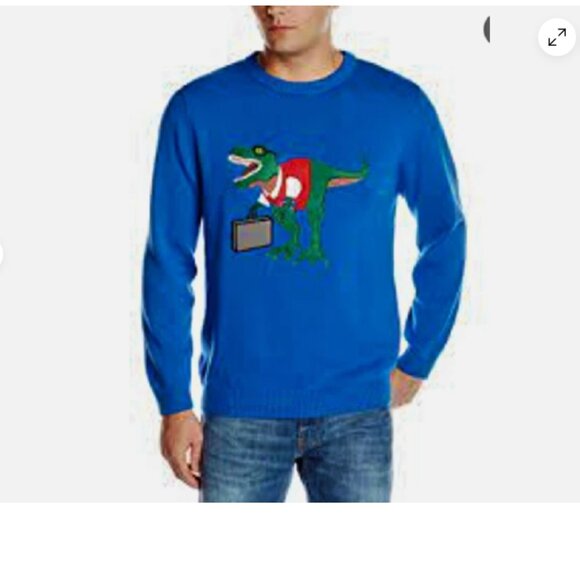 NEW Alex Stevens Men's T-Rex Dinosaur Work Day Christmas Sweater, Sz. L - Picture 1 of 2